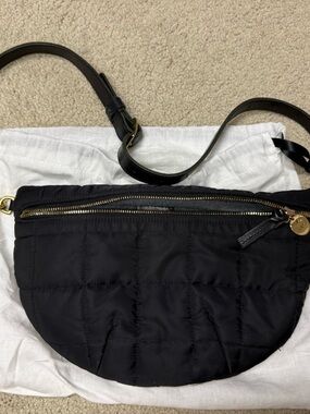 Clare V Fanny Bag Black Nylon + Woven Strap Crossbody